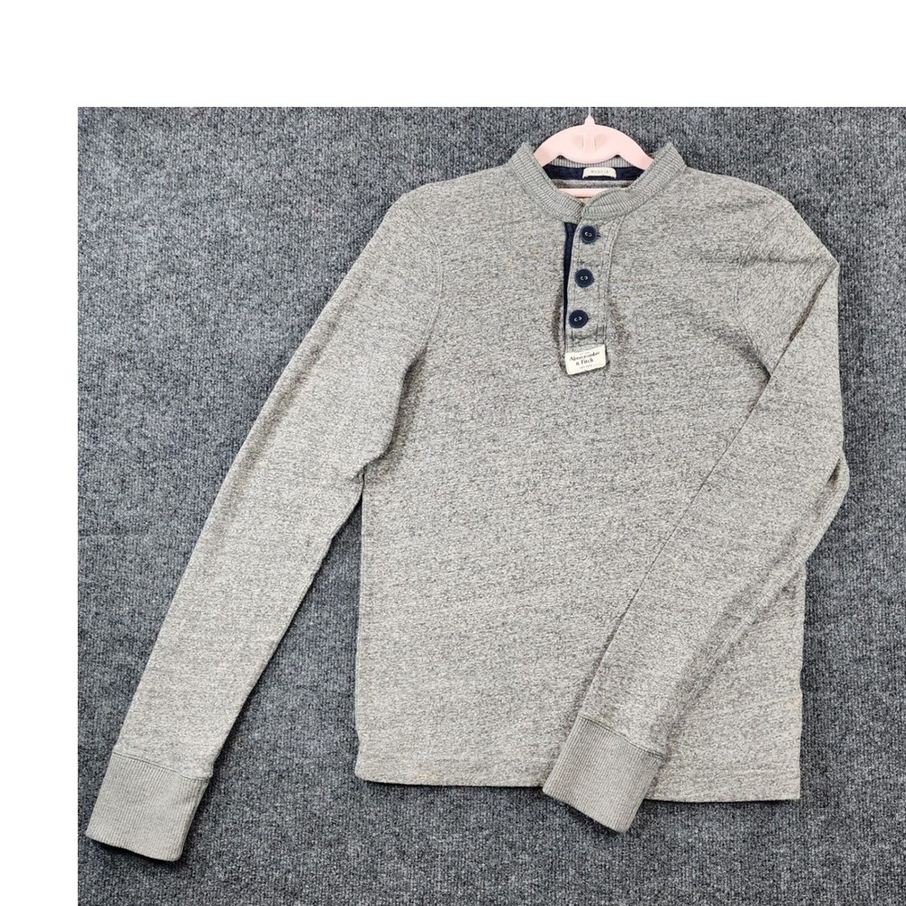 Abercrombie & Fitch Boys Academia Grandpa Ivy Layering Henley Sweater Size L